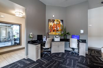 Modern office with 2 desks at Grand Villas at Cinco Ranch, Katy, 77494